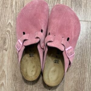 Birkenstock Pink Suede Clogs
